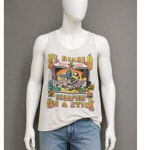 Vintage El Diablo Scorpion On A Stick Tank Top Graphic XL White USA 90s